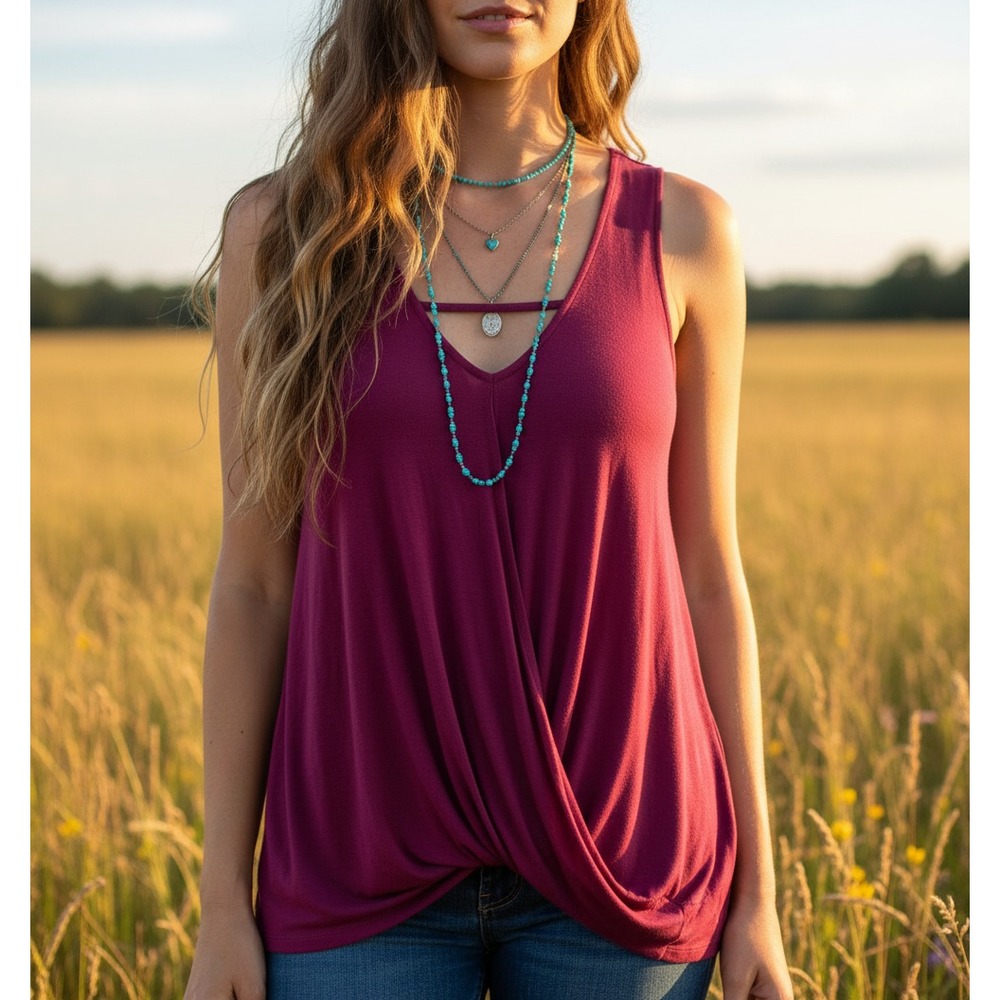 Banana Republic S Purple Faux Wrap Knit Tank Top Minimalist Boho Whimsigoth
